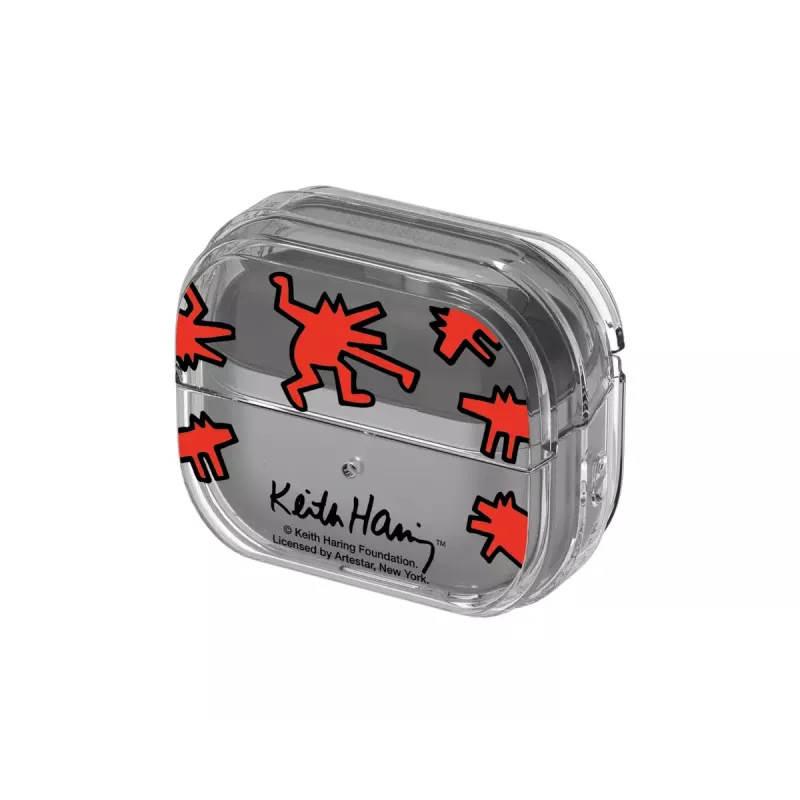 Etui Samsung Keith Haring Slickback do Galaxy Buds3 Pro, czerwone, przezroczyste