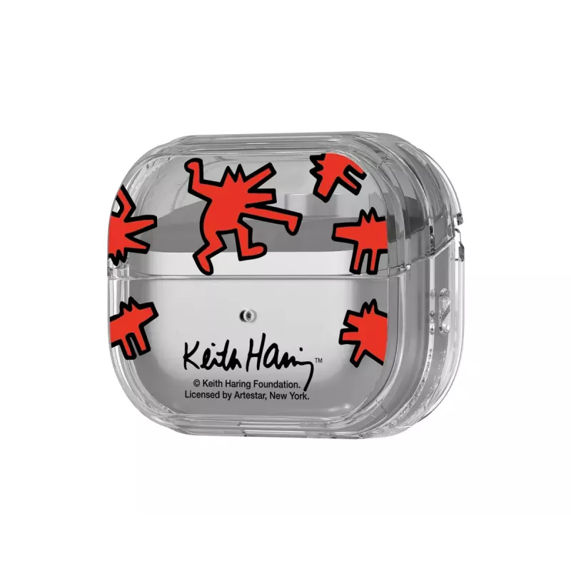 Etui Samsung Keith Haring Slickback do Galaxy Buds3 Pro, czerwone, przezroczyste