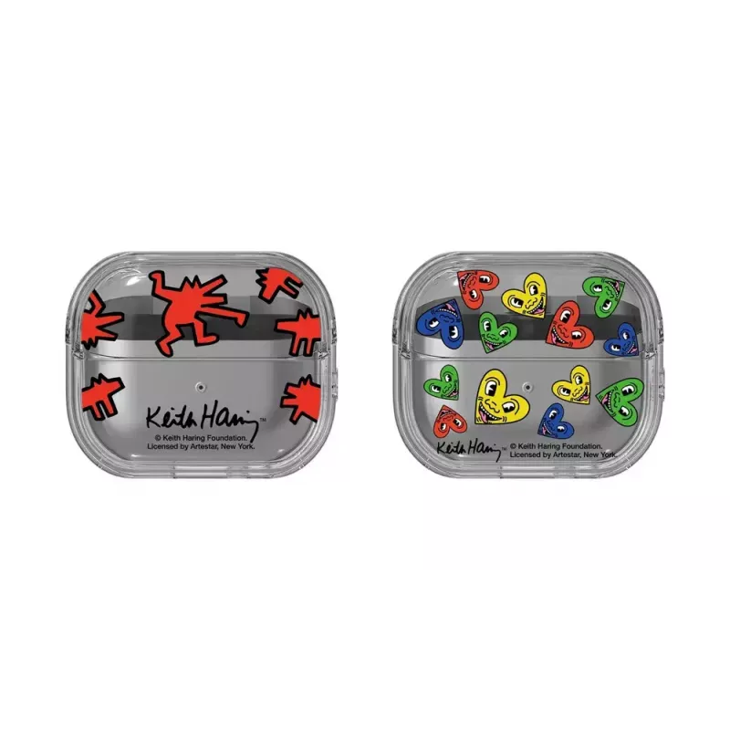 Etui Samsung Keith Haring Slickback do Galaxy Buds3 Pro, czerwone, przezroczyste