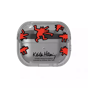 Etui Samsung Keith Haring Slickback do Galaxy Buds3 Pro, czerwone, przezroczyste