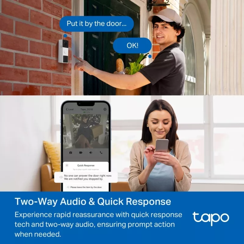 System wideodomofonowy TP-Link Tapo D210 3 MP Czarny Biały