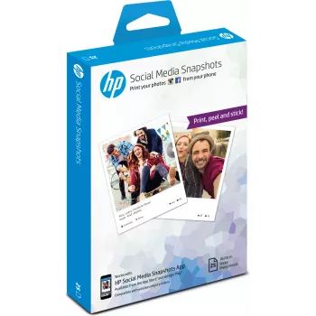 HP Social Media Snapshots Zdejmowany samoprzylepny papier fotograficzny – 25 arkuszy / 10 x 13 cm Biały półbłyszczący
