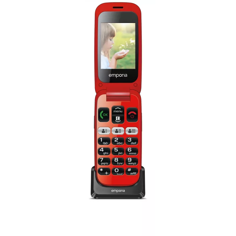 Emporia emporiaONE 6.1 cm (2.4 cala) 80 g Czarny, Czerwony Telefon dla seniora