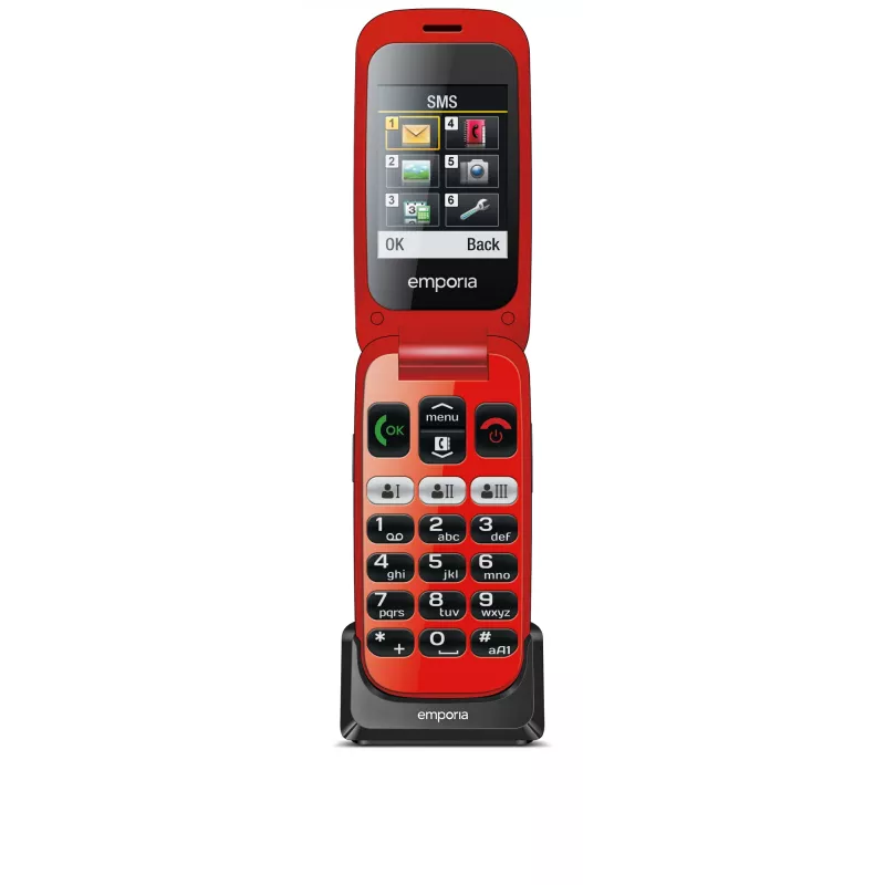 Emporia emporiaONE 6.1 cm (2.4 cala) 80 g Czarny, Czerwony Telefon dla seniora