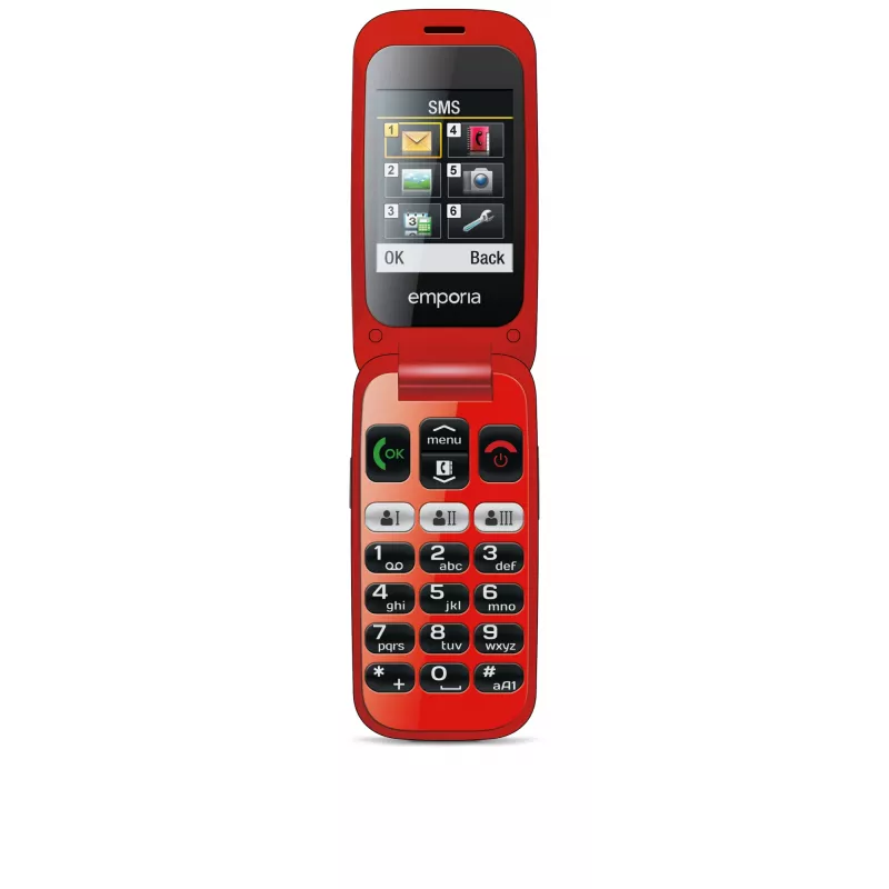 Emporia emporiaONE 6.1 cm (2.4 cala) 80 g Czarny, Czerwony Telefon dla seniora