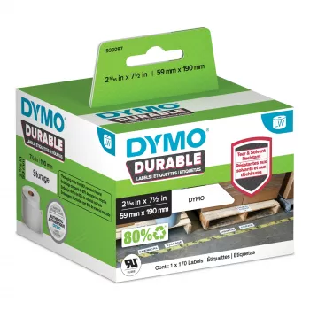 Oryginalne trwałe etykiety DYMO LabelWriter | 59 mm x 190 mm | biały polipropylen | 170 dużych etykiet samoprzylepnych | wysoka wydajność | do drukarek etykiet LabelWriter