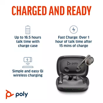 HP Poly Voyager Free 60+M UC Carbon Czarny Earbuds +BT700 USB-C Adapter +Touchscreen Charge Case