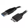 StarTech.com cienki Micro USB 3.0 kabel - M/M - 2m (6ft), 2 m, USB A, Micro-USB B, USB 3.2 Gen 1 (3.1 Gen 1), Męski/Męski, Czarny