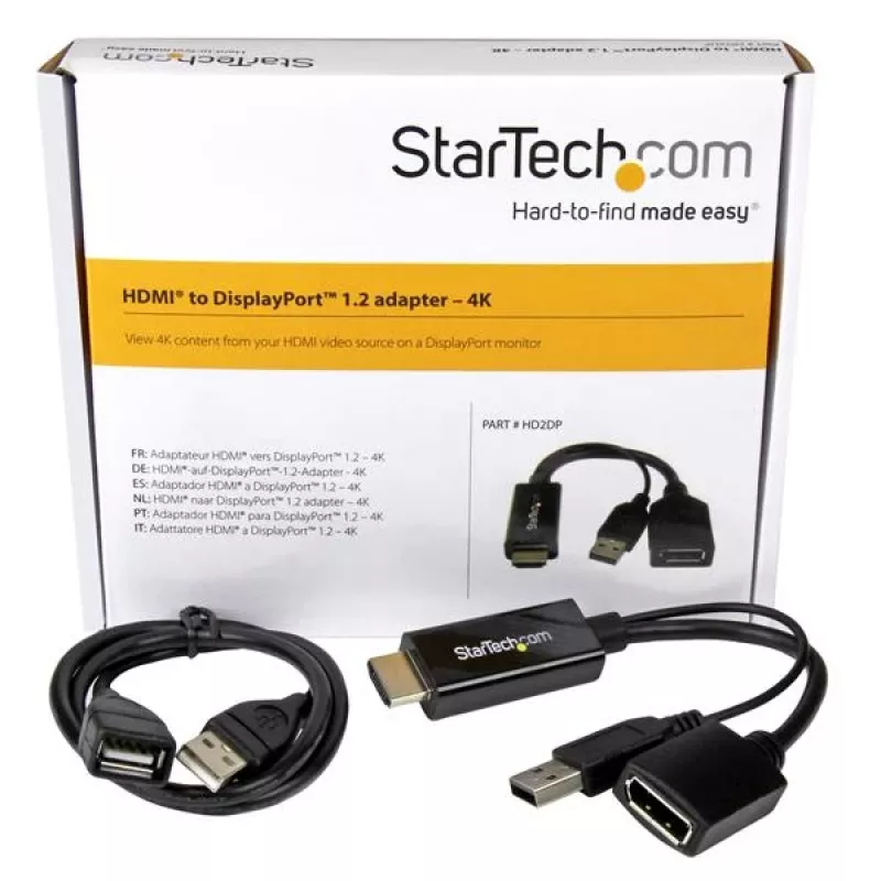 StarTech.com Adapter HDMI na DisplayPort - 4K 30Hz, 3840 x 2160 pikseli, 1080p, 720p, 120 Hz, Czarny, MegaChips - STDP2600, Aktywny konwerter wideo