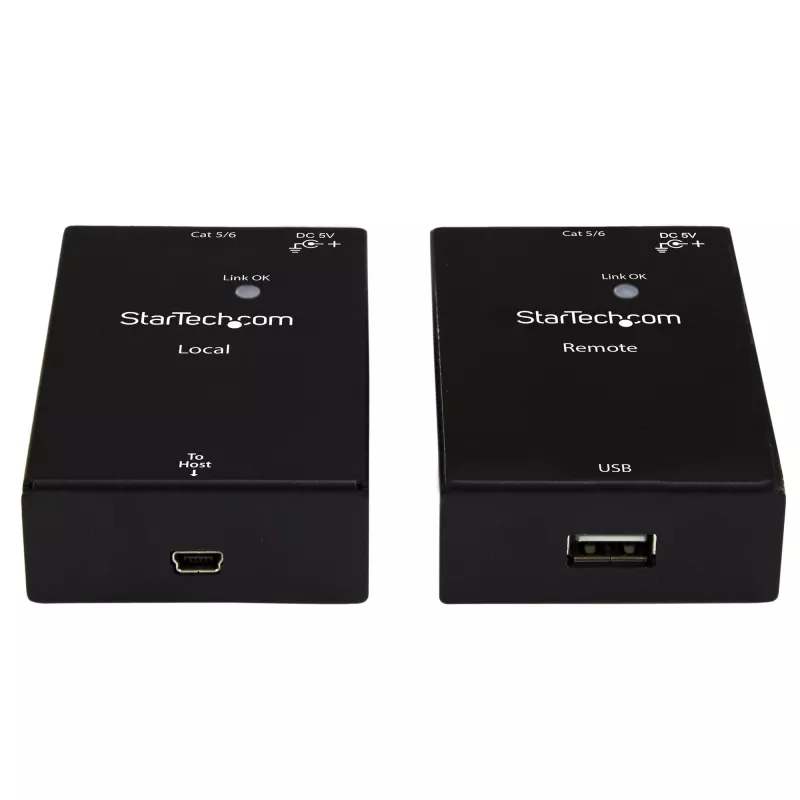 Przedłużacz StarTech.com USB 2.0 przez kabel Cat5e/Cat6 (RJ45) – do 165 stóp (50 m) – szybki zestaw adapterów przedłużacza portu USB – zasilany – przedłużacz USB przez kabel Ethernet – 480 Mb/s – metalowy