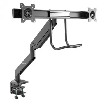 StarTech.com Ramie do montażu na biurku podwójnego ramienia monitora – Ergonomiczne, VESA, 32 cale (8 kg) – Uchwyt poprzeczny do zsynchronizowanego ruchu w pełnym zakresie – Regulacja wysokości – Zacisk C/Przepust kablowy