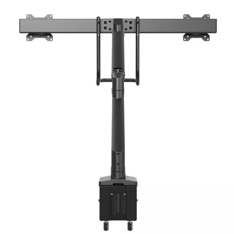 StarTech.com Ramie do montażu na biurku podwójnego ramienia monitora – Ergonomiczne, VESA, 32 cale (8 kg) – Uchwyt poprzeczny do zsynchronizowanego ruchu w pełnym zakresie – Regulacja wysokości – Zacisk C/Przepust kablowy