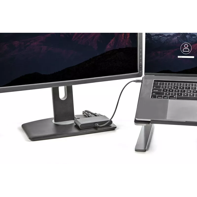 StarTech.com Mini stacja dokująca Thunderbolt dla dwóch monitorów, DisplayPort 4K 60 Hz, bezsterownikowy koncentrator dla Windows i Mac, Gigabit Ethernet, 1x USB-A (USB 5 Gb/s), kabel 11 cali (28 cm)