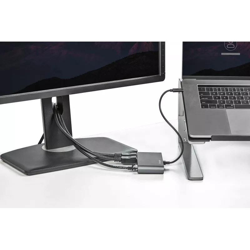 StarTech.com Mini stacja dokująca Thunderbolt dla dwóch monitorów, DisplayPort 4K 60 Hz, bezsterownikowy koncentrator dla Windows i Mac, Gigabit Ethernet, 1x USB-A (USB 5 Gb/s), kabel 11 cali (28 cm)