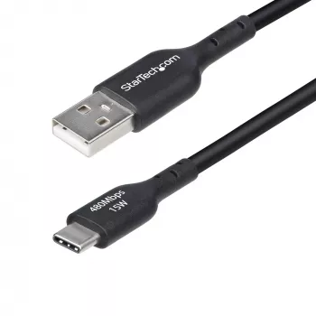 StarTech.com Kabel USB-A do USB-C 3 m (9,8 stopy) do ładowania i synchronizacji, 3 A, USB 2.0, w osłonie TPE – czarny przewód do ładowania USB