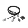 Zestaw blokujący Kensington Desktop & Peripherals Locking Kit 2.0, 2,44 m, Kensington, klucz, stal węglowa, czarny, srebrny