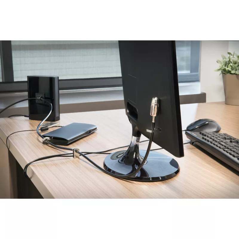 Zestaw blokujący Kensington Desktop & Peripherals Locking Kit 2.0, 2,44 m, Kensington, klucz, stal węglowa, czarny, srebrny