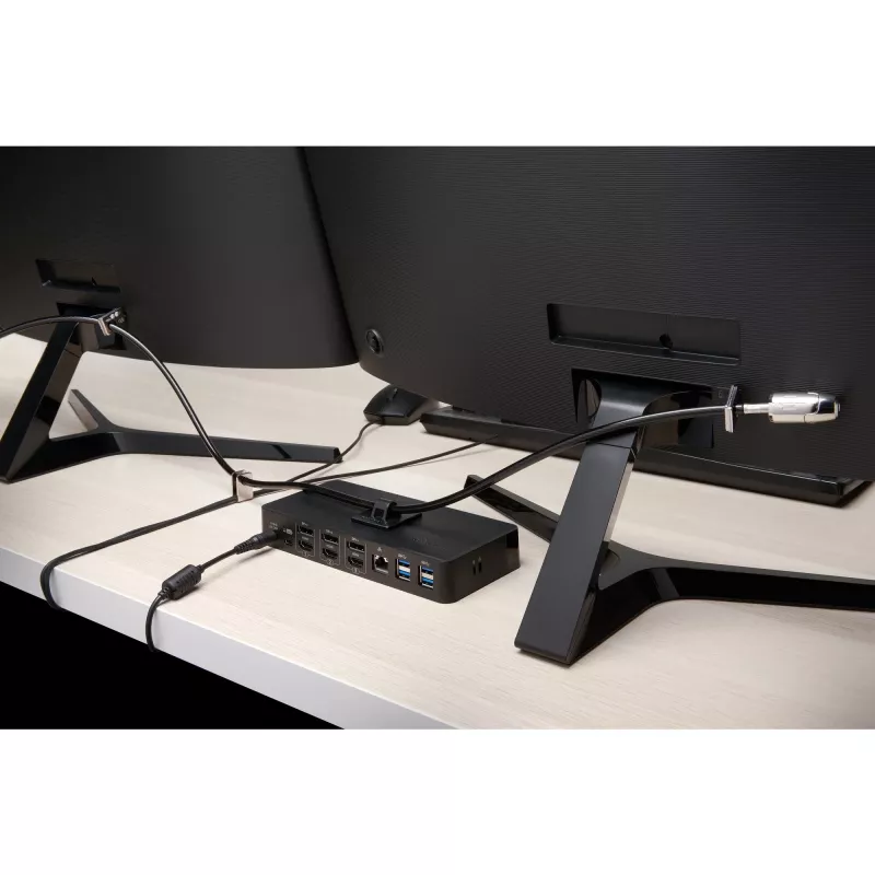 Zestaw blokujący Kensington Desktop & Peripherals Locking Kit 2.0, 2,44 m, Kensington, klucz, stal węglowa, czarny, srebrny