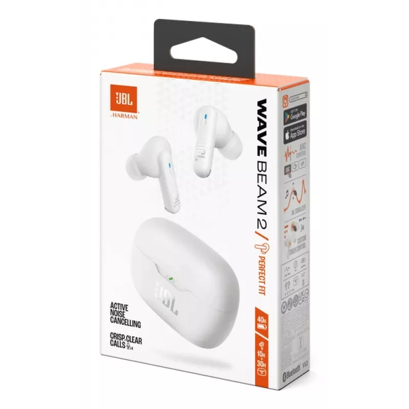 JBL Wave Beam 2 Zestaw słuchawkowy Bezprzewodowy Douszny Rozmowy/Muzyka Bluetooth Biały