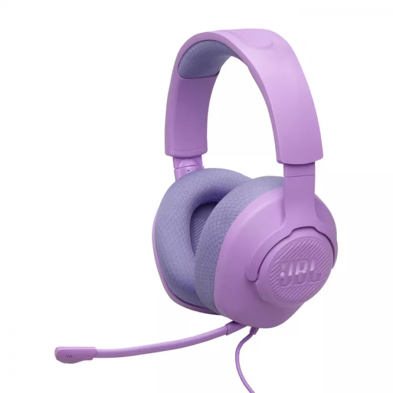 Przewodowy nauszny zestaw słuchawkowy do gier JBL Quantum 100M2 — wokółuszny, 20–20000 Hz, kabel 1,2 m, fioletowy