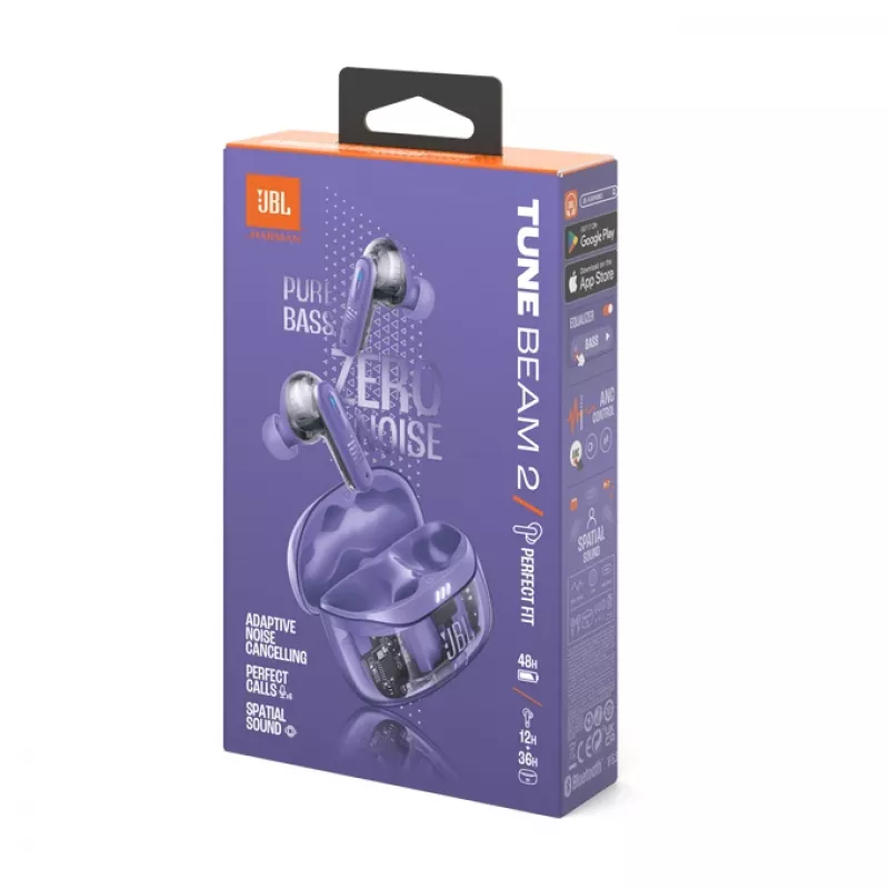JBL Tune Beam 2 Ghost Edition Headset Wireless In-ear Music/Everyday Bluetooth fioletowy