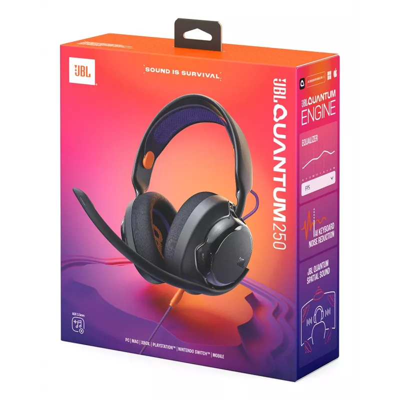 Zestaw słuchawkowy JBL Quantum 250 Przewodowy Nagłowny Do gier Czarny