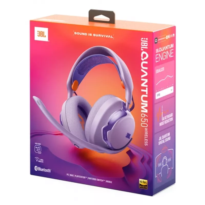 Zestaw słuchawkowy JBL Quantum 650 Bezprzewodowy Pałąk nagłowny Gaming USB Type-C Bluetooth Fioletowy