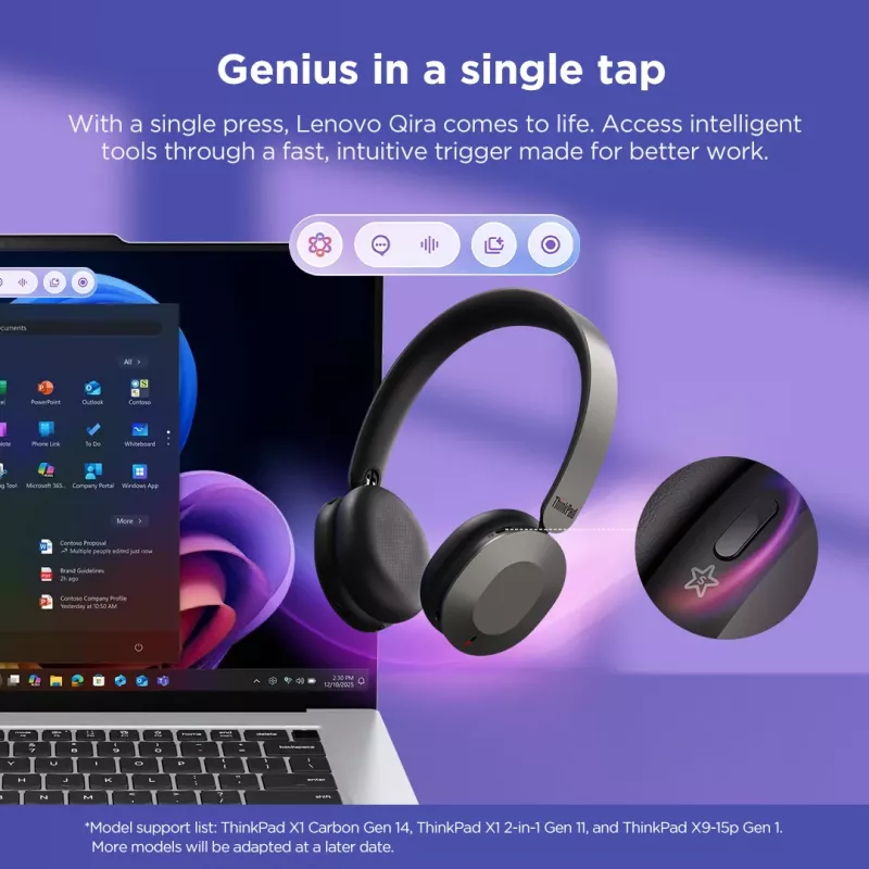 Lenovo 4XD1T60925 zestaw słuchawkowy Bezprzewodowy Nagłowny Biuro/Call center USB Type-C Bluetooth Szary