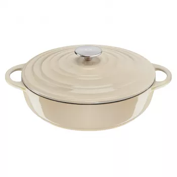 Żeliwna patelnia do serwowania Tefal LOV E25972, okrągła, 3,8 L, 28 cm, beżowa