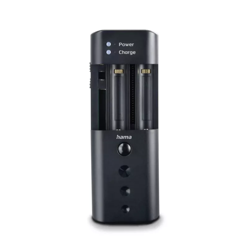 Ładowarka do akumulatorów HAMA 00081390 do cyfrowych aparatów fotograficznych — USB, kompatybilna z Li‑Ion i NiMH, wejście 5V