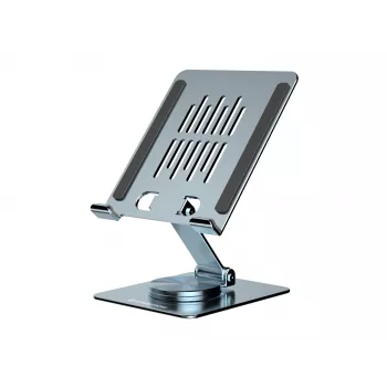 Multimedialny stojak na tablet CONCEPTRONIC THANA09G — składany stojak obrotowy, podstawa obrotowa 360°, regulowana wysokość, szary, 150×110×40 mm