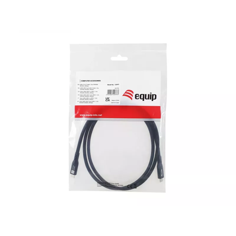 Kabel USB4 Gen 4x2 C‑do‑C EQUIP 1,2 m, 80 Gb/s, PD 240 W, 8K@60 Hz, czarny