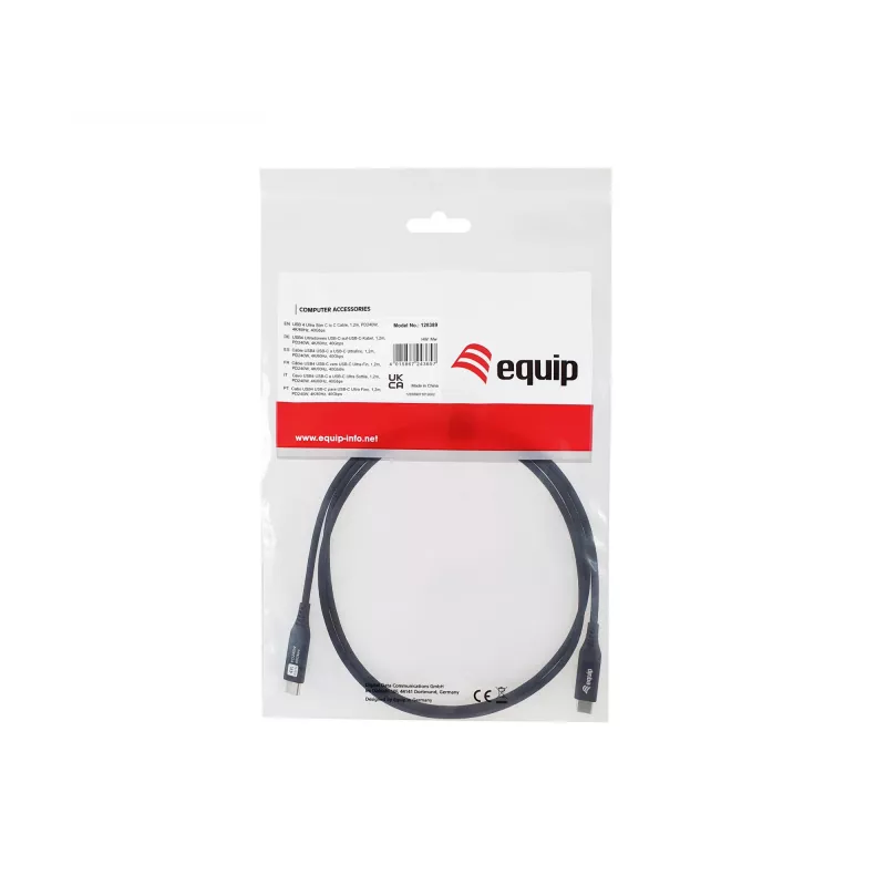 Equip USB 4 Ultra cienki C to C kabel, 1.2m, PD240W, 4K/60Hz, 40Gbps, czarny