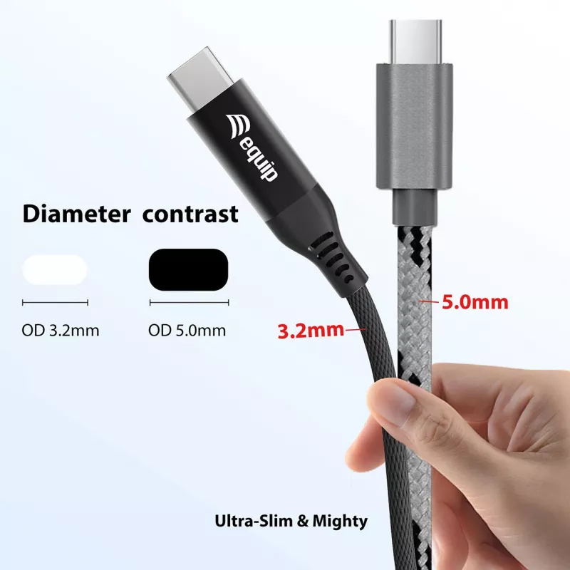 Equip USB 4 Ultra cienki C to C kabel, 1.2m, PD240W, 4K/60Hz, 40Gbps, czarny
