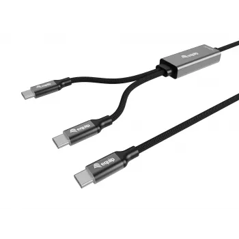 Kabel ładujący Y USB-C na 2x USB-C EQUIP 1,5 m PD 140 W, USB 2.0, czarny