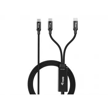 Kabel ładujący Y USB-C na 2x USB-C EQUIP 1,5 m PD 140 W, USB 2.0, czarny