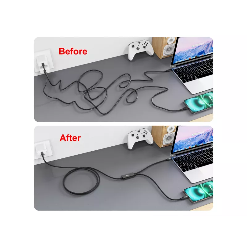 Kabel ładujący Y USB-C na 2x USB-C EQUIP 1,5 m PD 140 W, USB 2.0, czarny