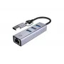 Adapter sieciowy USB-C do Gigabit Ethernet z 3-portowym hubem USB CONCEPTRONIC ABBY25G — USB 3.2 Gen 1, Ethernet 1 Gb/s, 3x USB-A, aluminium, szary