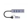 Adapter sieciowy USB-C do Gigabit Ethernet z 3-portowym hubem USB CONCEPTRONIC ABBY25G — USB 3.2 Gen 1, Ethernet 1 Gb/s, 3x USB-A, aluminium, szary