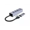 Adapter sieciowy USB-C do Gigabit Ethernet z 3-portowym hubem USB CONCEPTRONIC ABBY25G — USB 3.2 Gen 1, Ethernet 1 Gb/s, 3x USB-A, aluminium, szary