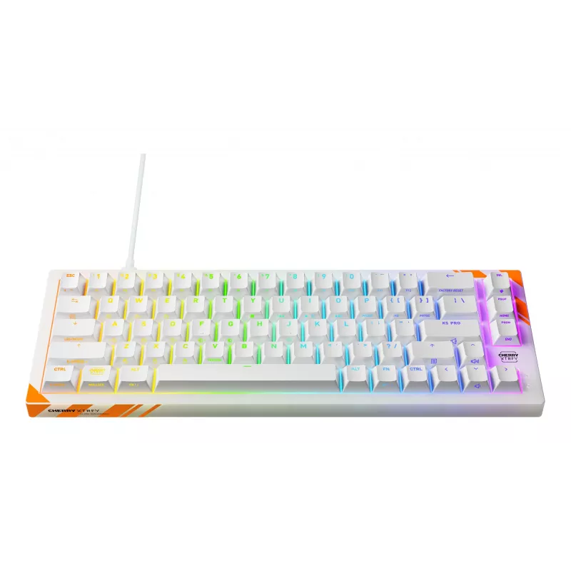 Mechaniczna klawiatura gamingowa Cherry K5 Pro TMR Compact 65% QWERTY US, przewodowa USB, RGB, pomarańczowo-biała