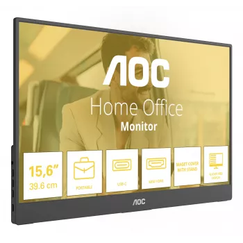 AOC 16T20E2 przenośny telewizor/monitor Przenośny monitor Czarny 39.6 cm (15.6 inch) LED 1920 x 1080 pikseli