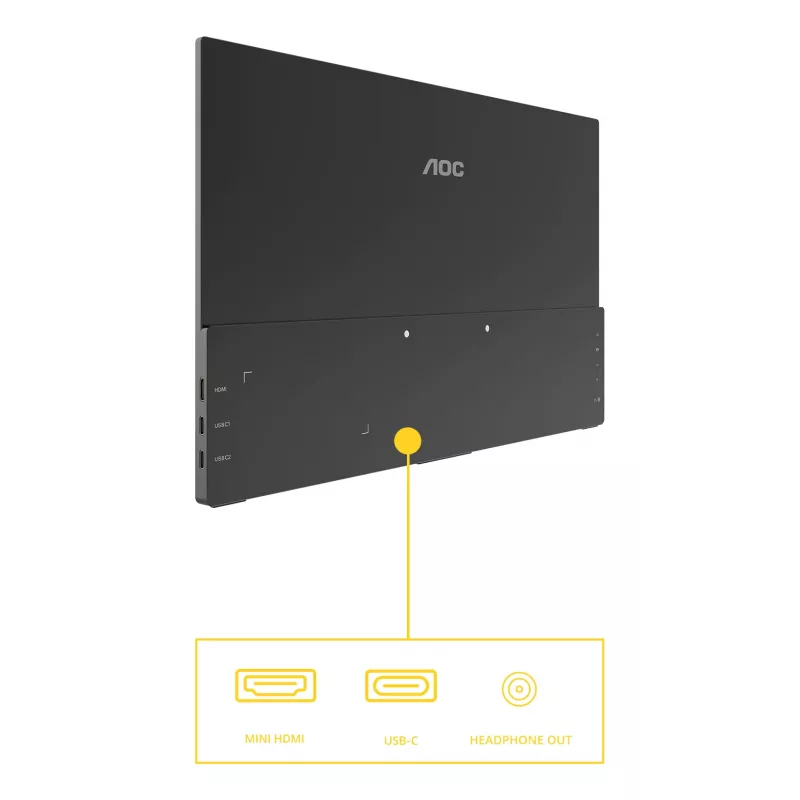 AOC 16T20E2 przenośny telewizor/monitor Przenośny monitor Czarny 39.6 cm (15.6 inch) LED 1920 x 1080 pikseli