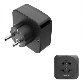 Hama 00223460 adapter zasilania wtyczka hybrydowa Type E/F uniwersalna czarna