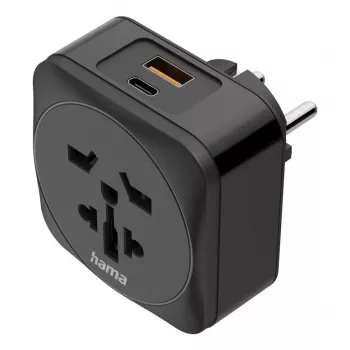 Hama 00223460 adapter zasilania wtyczka hybrydowa Type E/F uniwersalna czarna
