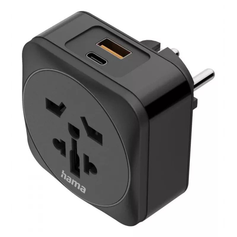 Hama 00223460 adapter zasilania wtyczka hybrydowa Type E/F uniwersalna czarna