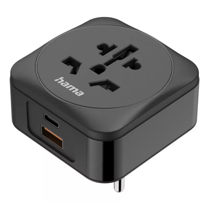 Hama 00223460 adapter zasilania wtyczka hybrydowa Type E/F uniwersalna czarna