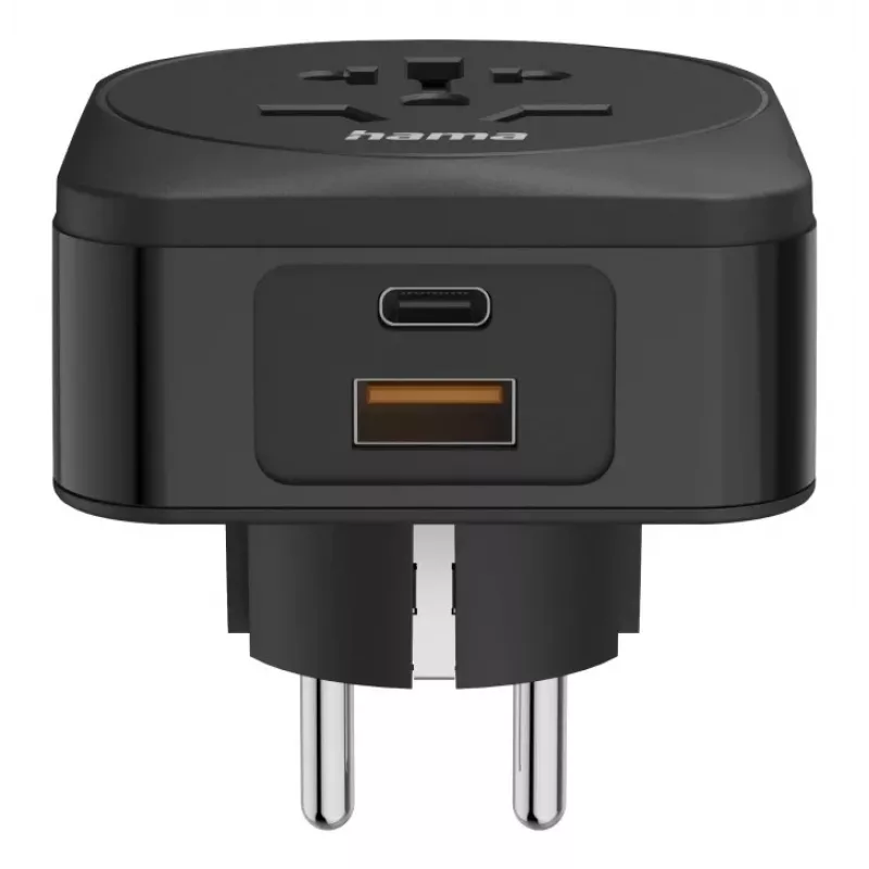 Hama 00223460 adapter zasilania wtyczka hybrydowa Type E/F uniwersalna czarna