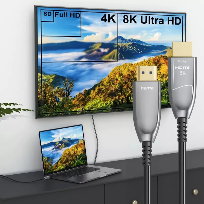 Kabel HDMI Hama 00202036 15 m HDMI Typ A (standardowy) Czarny, Szary, Srebrny