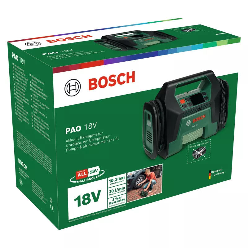 Bosch PAO 18V (Bare tool, carton), Universal, 10 bar, 30 l/min, Zielony, Plastik, Bateria